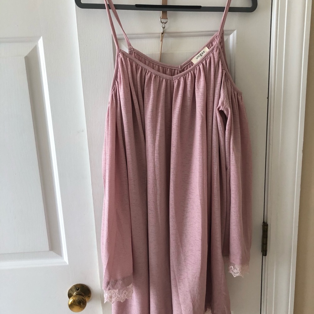 Boho Lacy Pink Dress (Small)